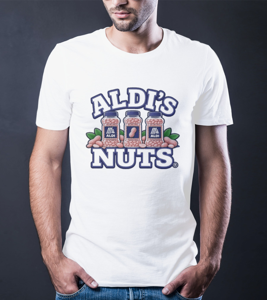 Aldi's Nuts Peanut Jars With Leaves T-Shirt