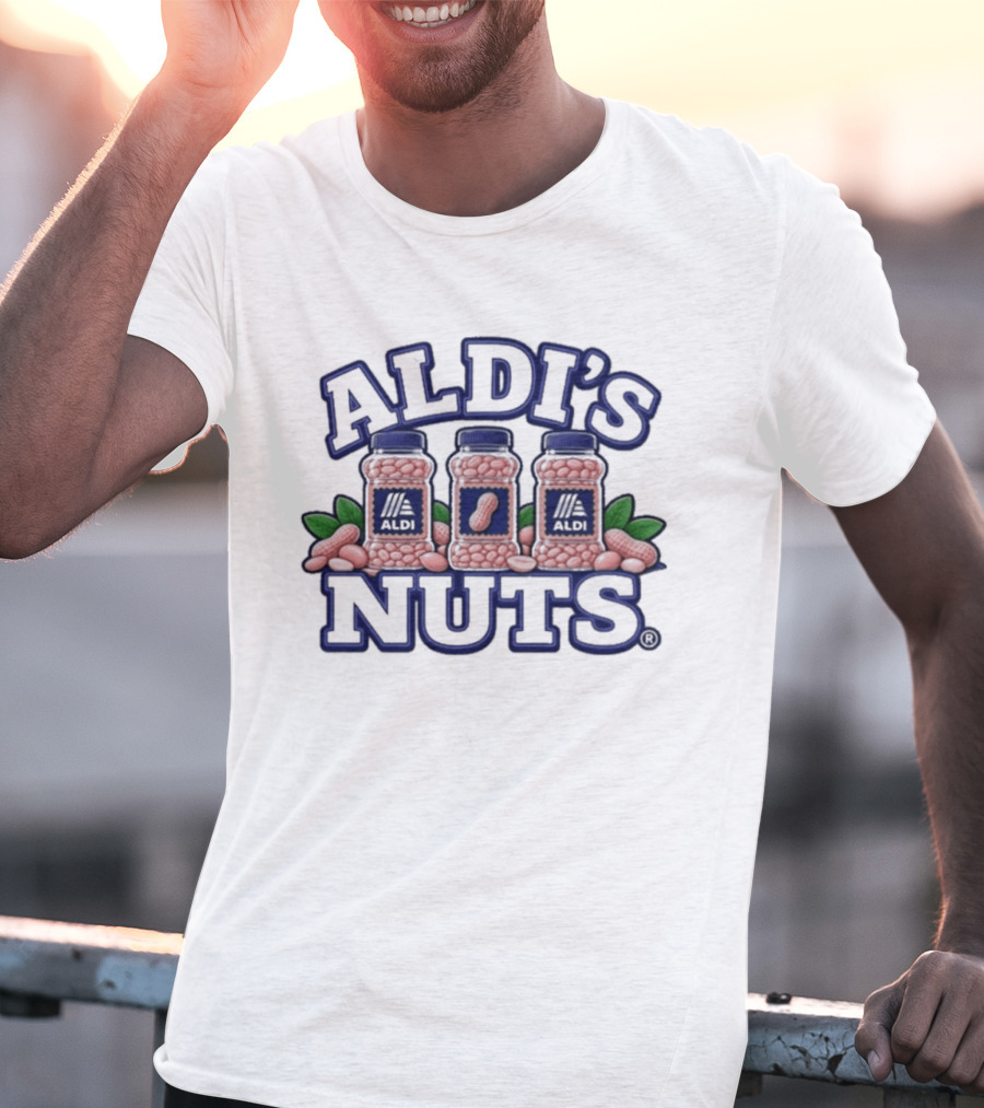 Aldi's Nuts Peanut Jars With Leaves T-Shirt
