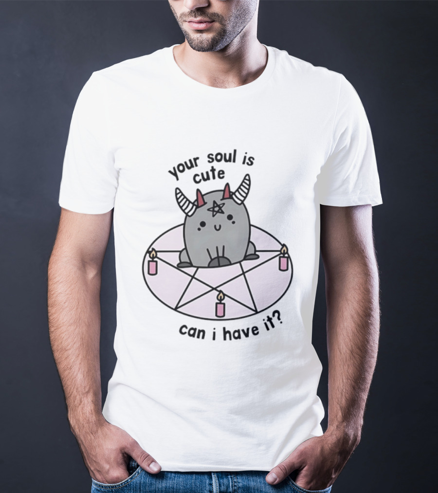 Your Soul Is Cute Can I Have It Pentagram Candles Kawaii Demon T-Shirt