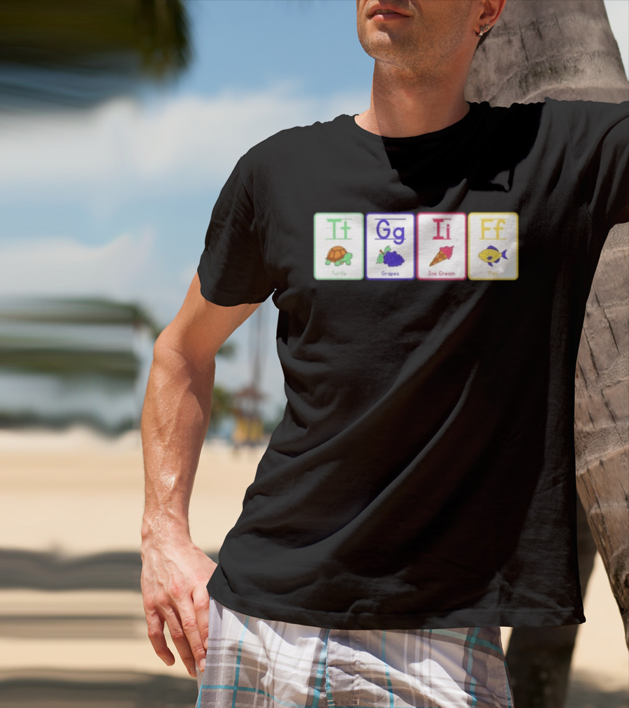 Alphabet Flashcards G I F Turtle Grapes Ice Cream Fish T-Shirt