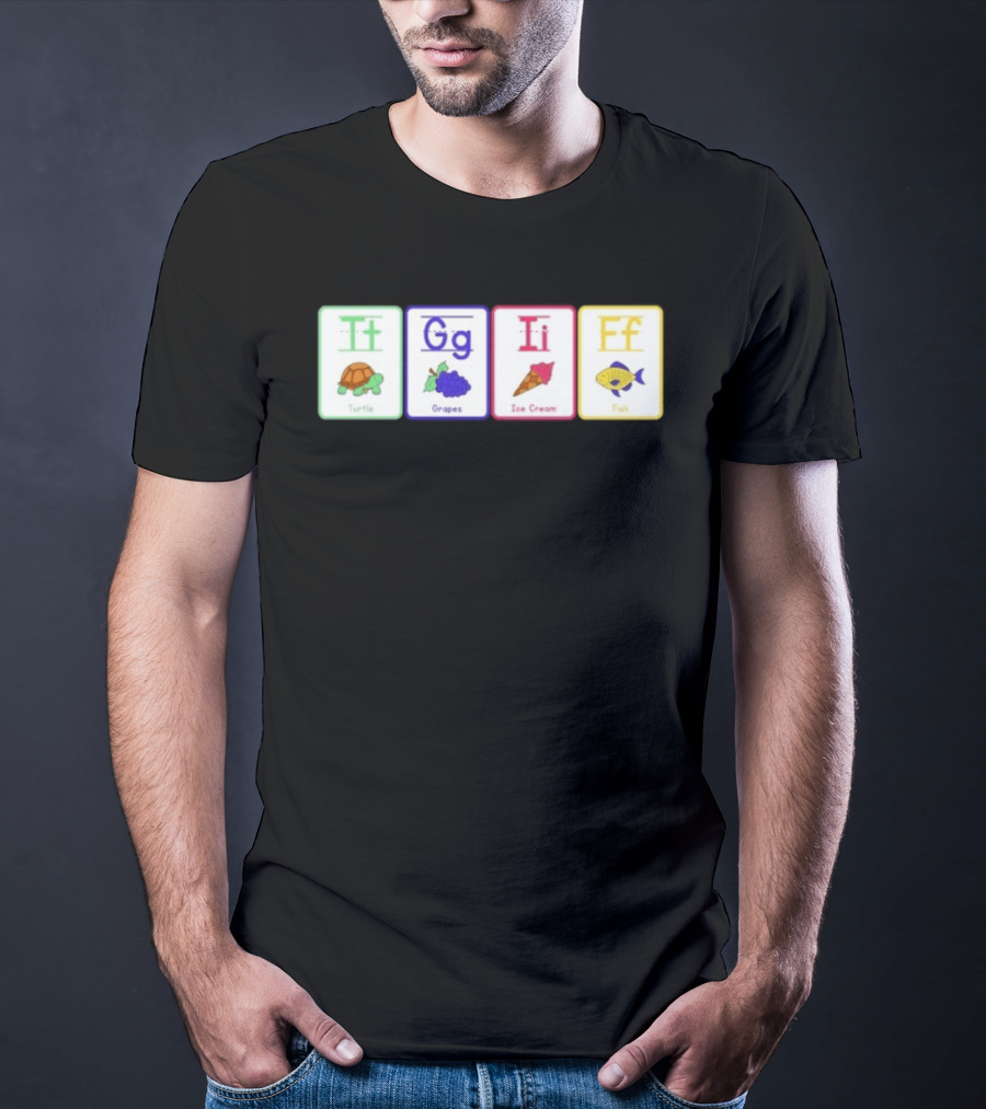 Alphabet Flashcards G I F Turtle Grapes Ice Cream Fish T-Shirt
