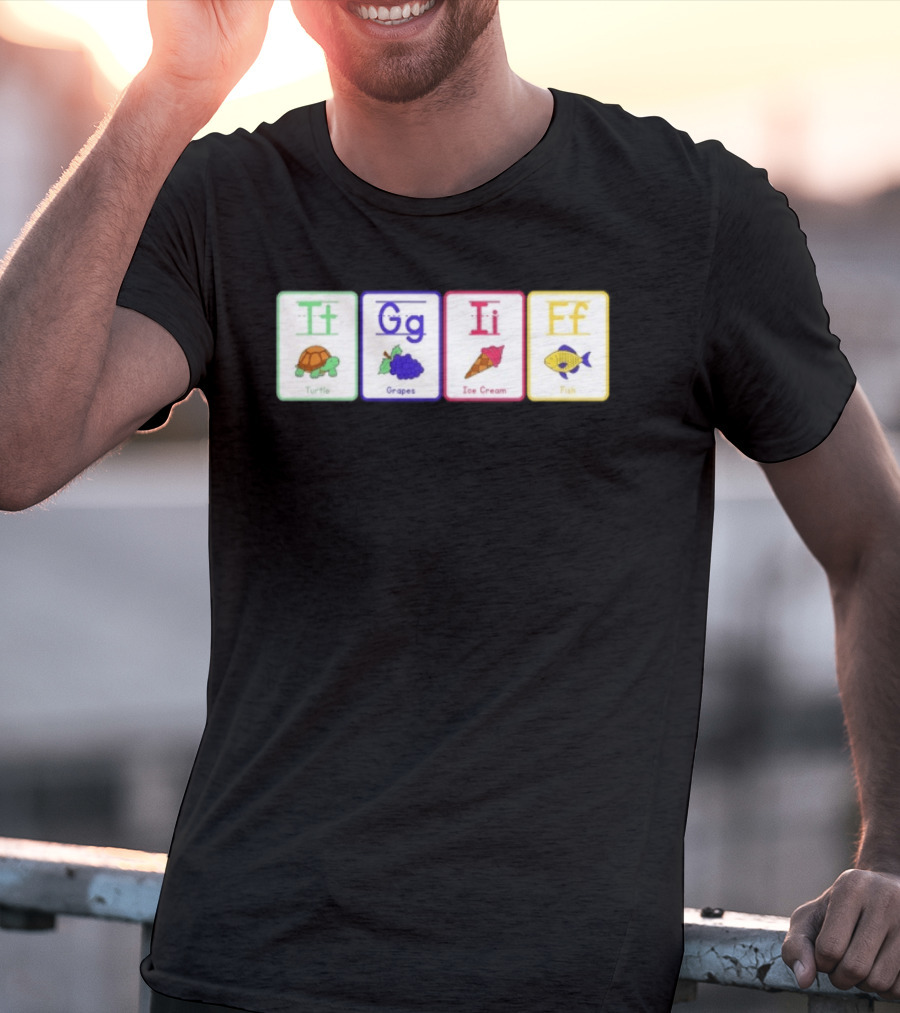 Alphabet Flashcards G I F Turtle Grapes Ice Cream Fish T-Shirt