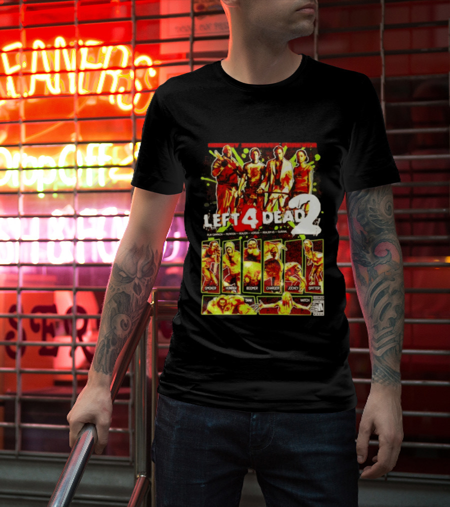 Left 4 Dead 2 Nobody Survives Forever Bill Zoey Francis Louis Hunter Boomer Charger Spitter Tank Witch T-Shirt