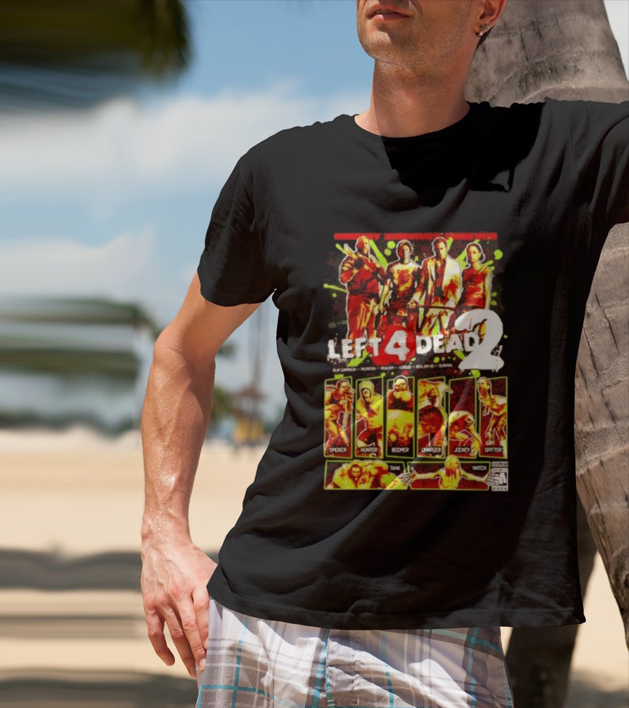 Left 4 Dead 2 Nobody Survives Forever Bill Zoey Francis Louis Hunter Boomer Charger Spitter Tank Witch T-Shirt