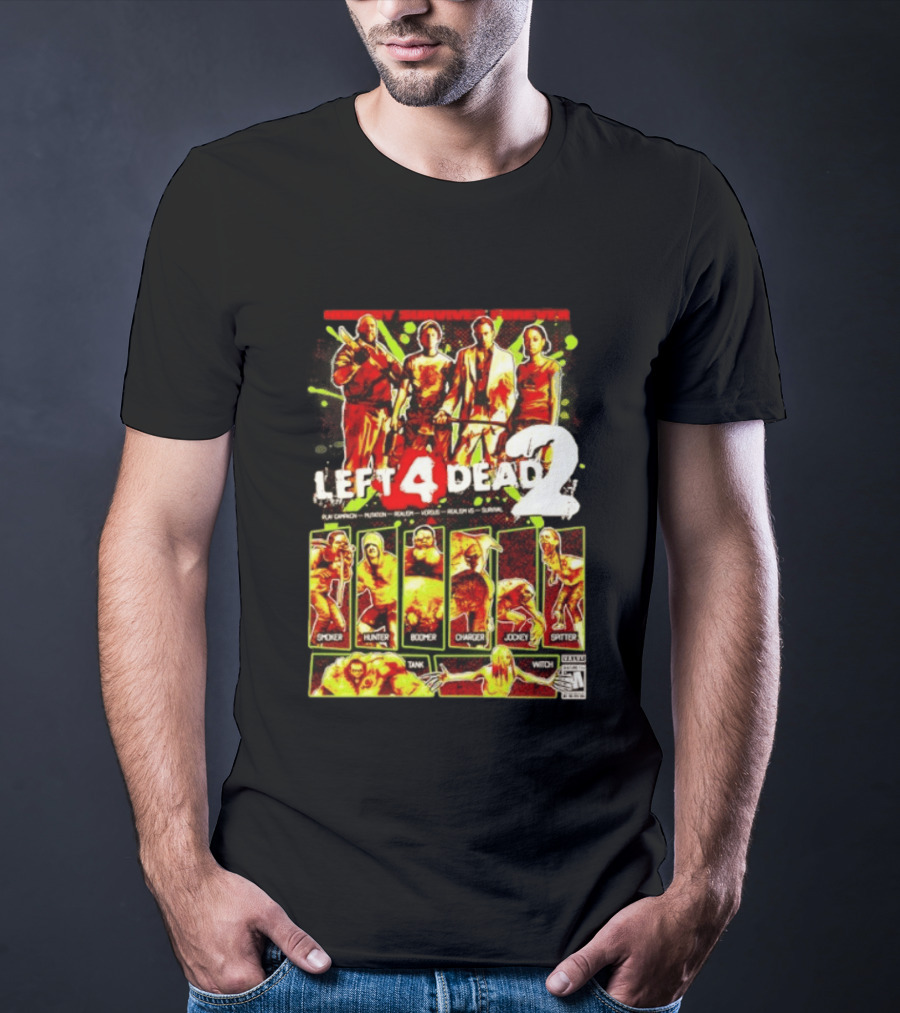 Left 4 Dead 2 Nobody Survives Forever Bill Zoey Francis Louis Hunter Boomer Charger Spitter Tank Witch T-Shirt