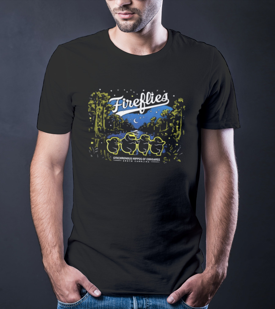 Columbia Fireflies Synchronized Hippo Congaree South Carolina 2026 Starry Night Forest T-Shirt