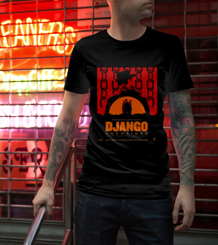 Django Unchained Life Liberty And The Pursuit Of Vengeance Red And Orange T-Shirt
