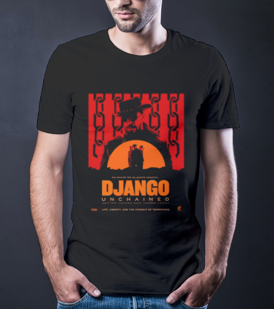 Django Unchained Life Liberty And The Pursuit Of Vengeance Red And Orange T-Shirt