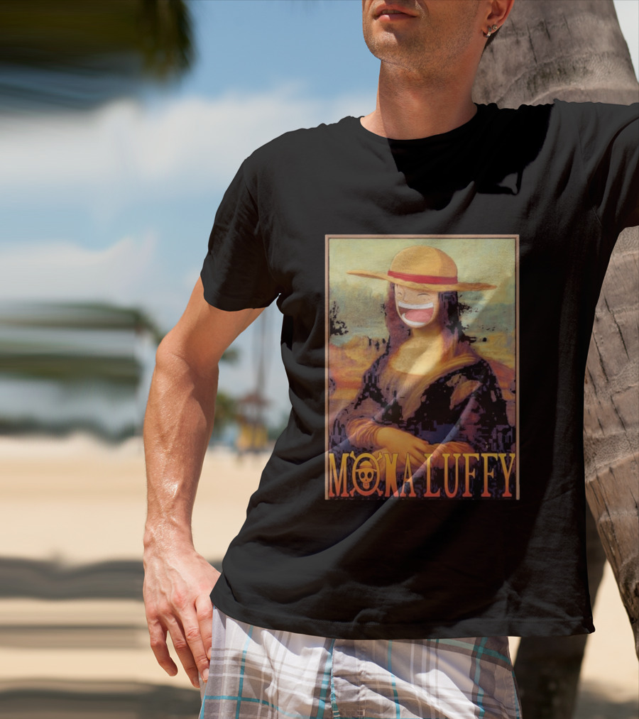 Mona Luffy Anime Mashup Mona Lisa T-Shirt
