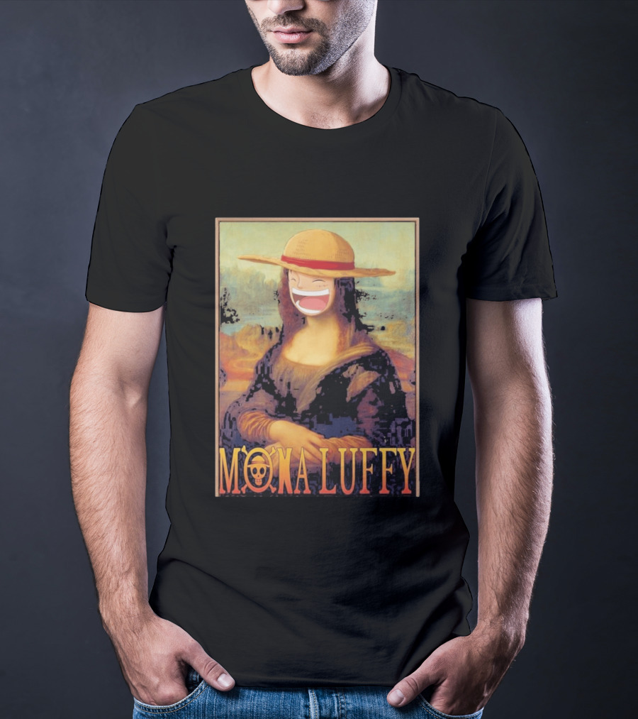 Mona Luffy Anime Mashup Mona Lisa T-Shirt