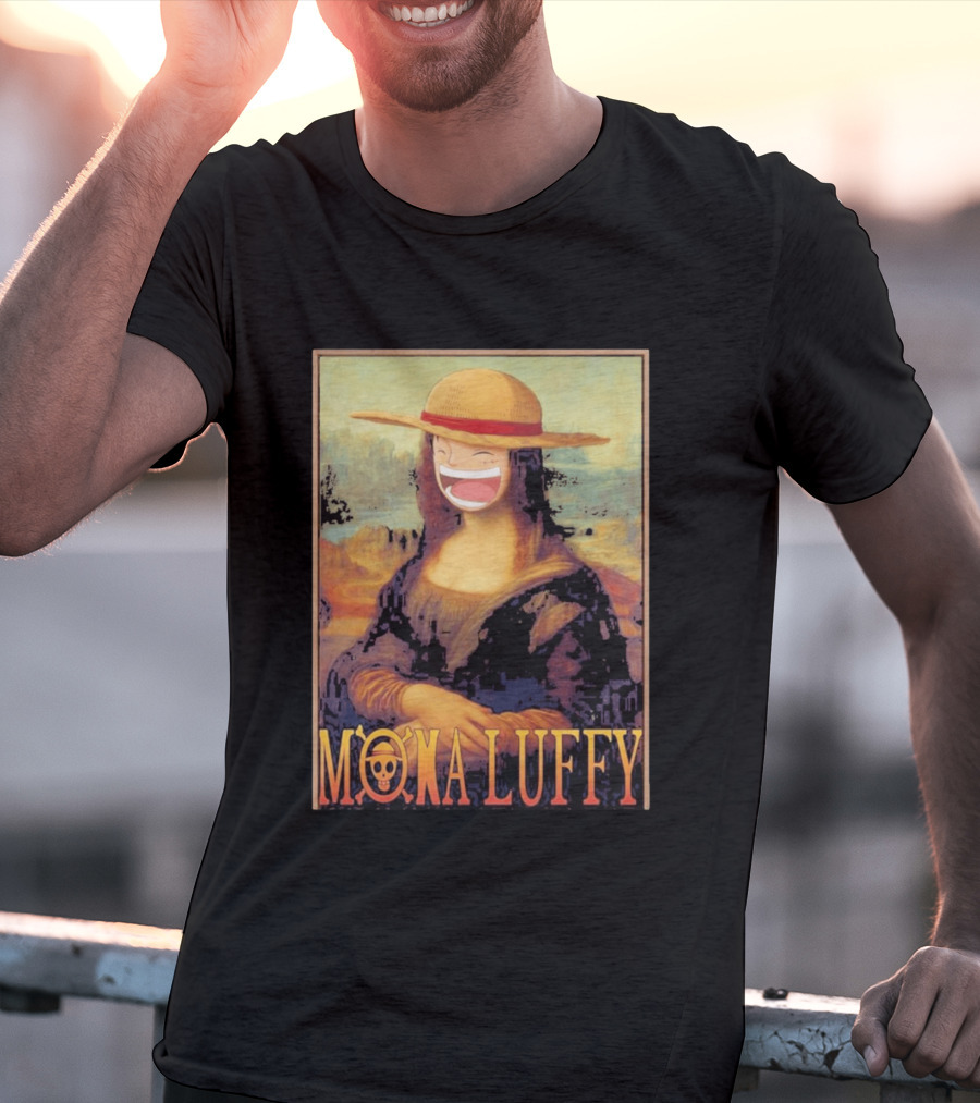 Mona Luffy Anime Mashup Mona Lisa T-Shirt