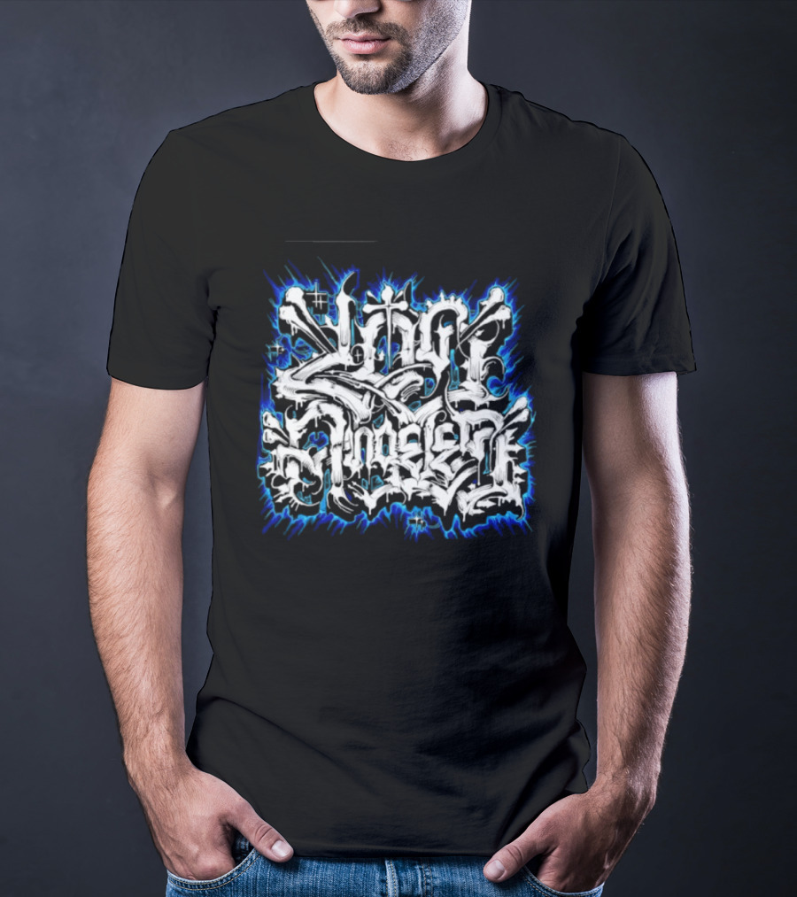 Gangster Streetwear Graffiti Urban White Blue Flame T-Shirt