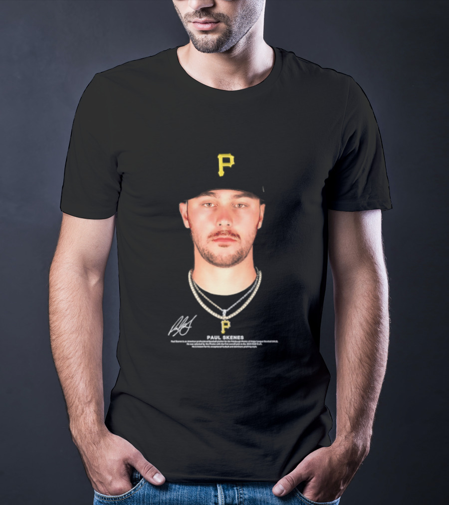 Paul Skenes Pittsburgh Pirates MLB Player Portrait And Signature T-Shirt