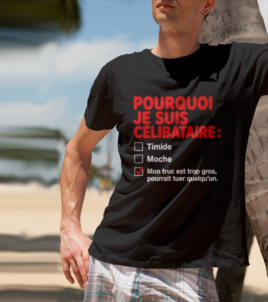 Pourquoi Je Suis Célibataire Mon Truc Est Trop Gros Pourrait Tuer Quelqu'un T-Shirt
