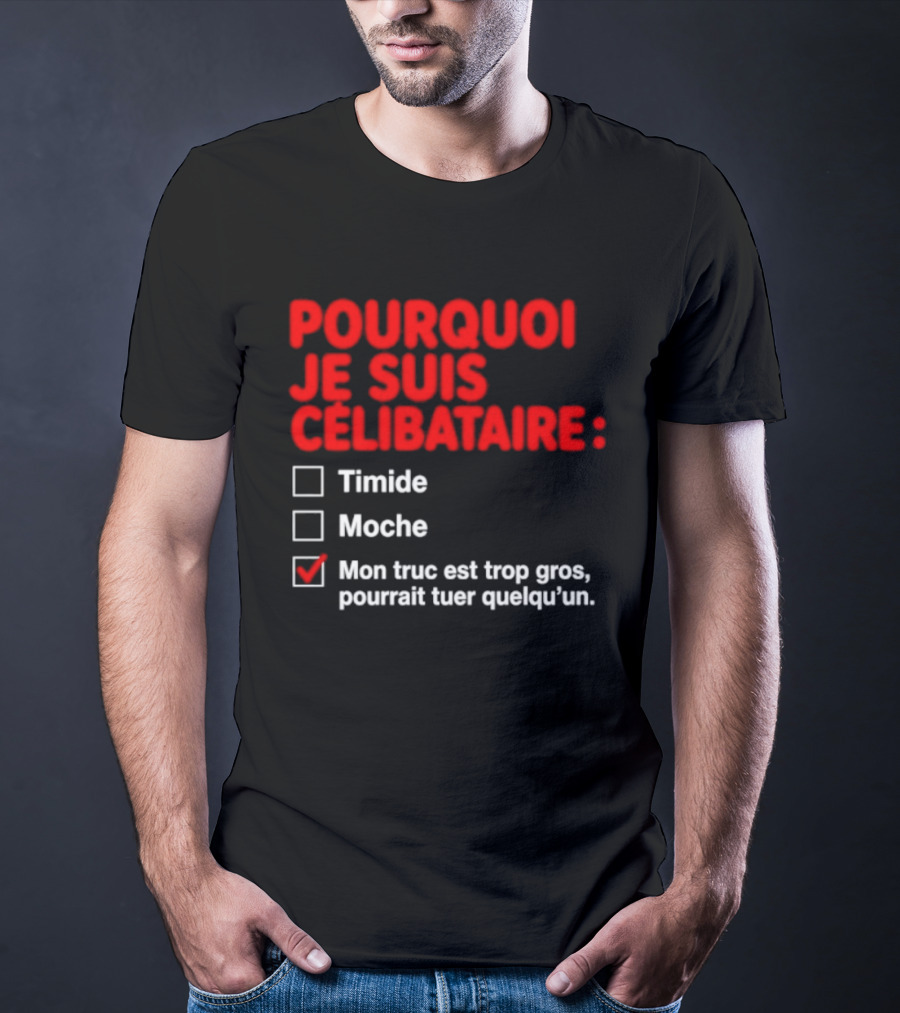 Pourquoi Je Suis Célibataire Mon Truc Est Trop Gros Pourrait Tuer Quelqu'un T-Shirt