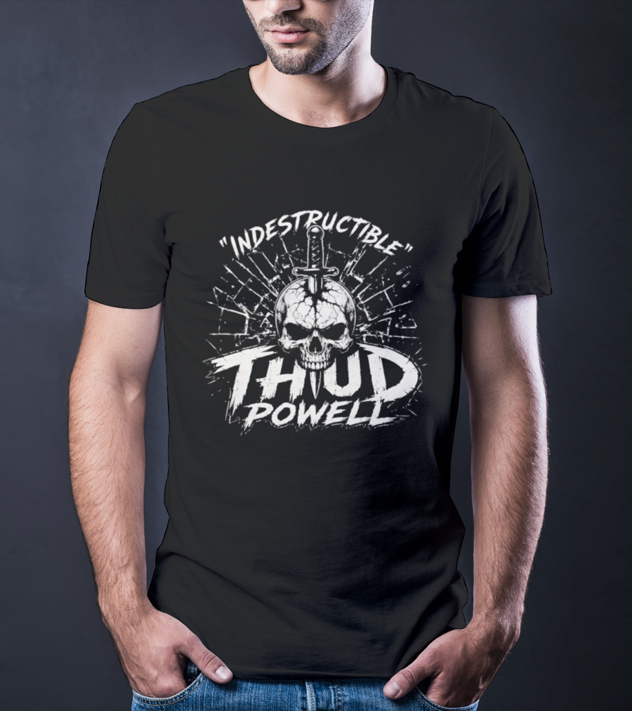 Indestructible Thud Powell Skull Sword Artwork Explosion T-Shirt