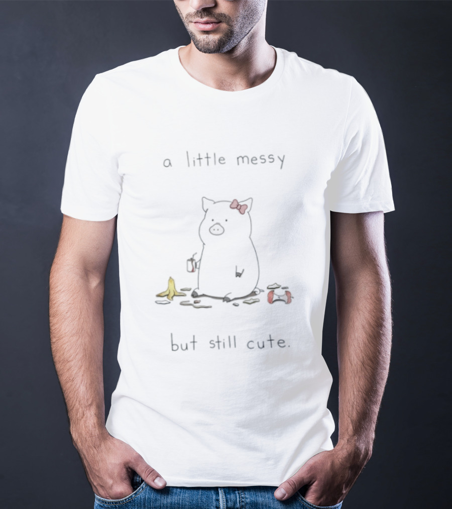 A Little Messy But Still Cute Pig Red Bow Banana Peels T-Shirt