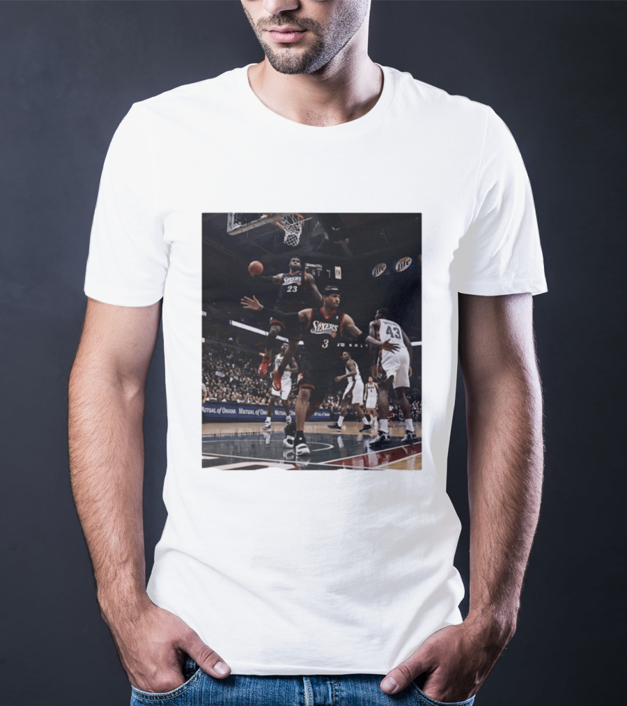Philadelphia 76ers A.I. LeBron James Iconic Basketball Moment T-Shirt