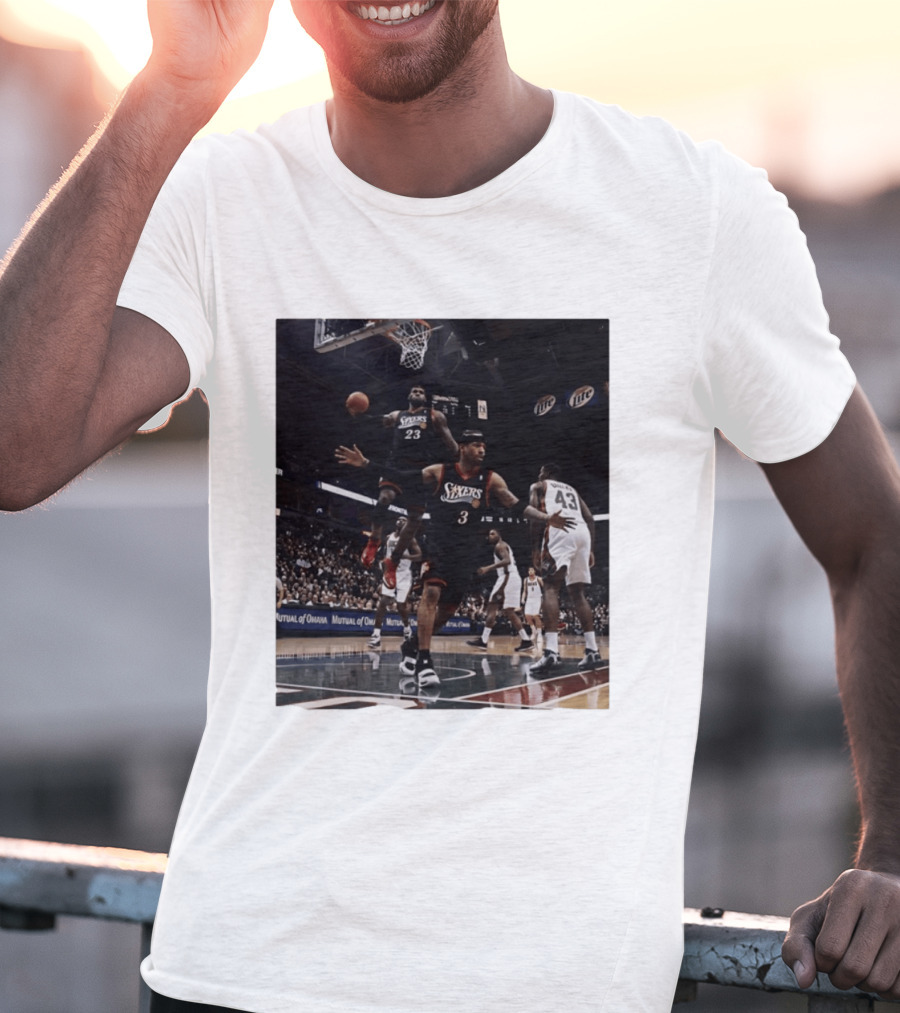 Philadelphia 76ers A.I. LeBron James Iconic Basketball Moment T-Shirt