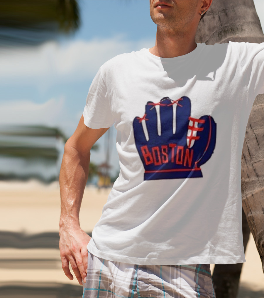 Boston Red Sox MLB Hat And Glove Baseball Club T-Shirt