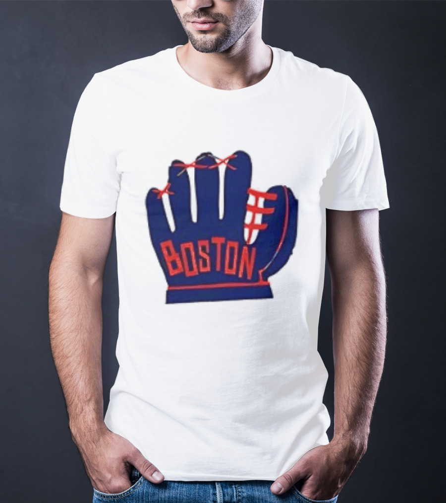 Boston Red Sox MLB Hat And Glove Baseball Club T-Shirt