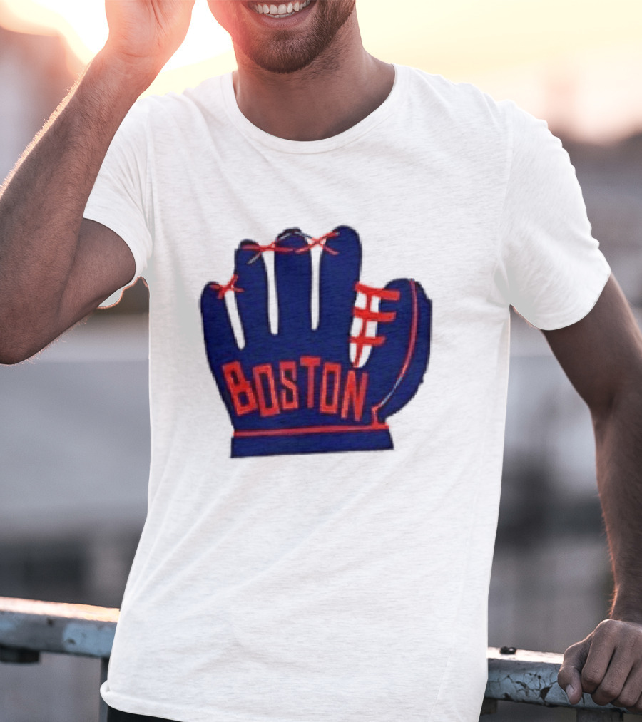 Boston Red Sox MLB Hat And Glove Baseball Club T-Shirt