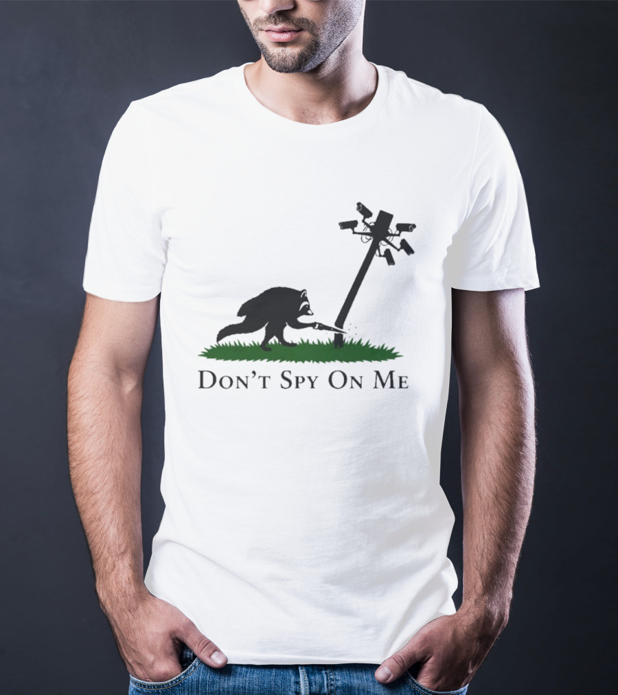 Jimothy Don't Spy On Me Raccoon Cutting Camera Pole T-Shirt