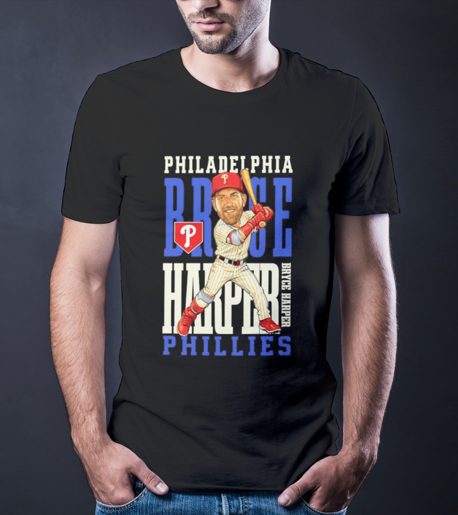 Philadelphia Phillies Bryce Harper Baseball Caricature Clash T-Shirt