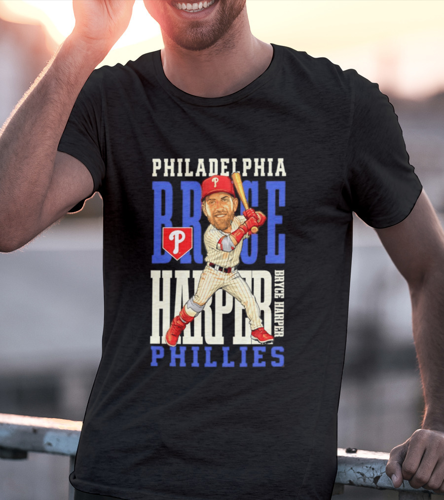 Philadelphia Phillies Bryce Harper Baseball Caricature Clash T-Shirt