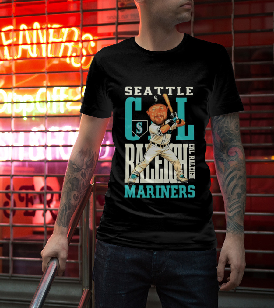 Seattle Mariners Cal Raleigh Baseball Caricature Mariners T-Shirt