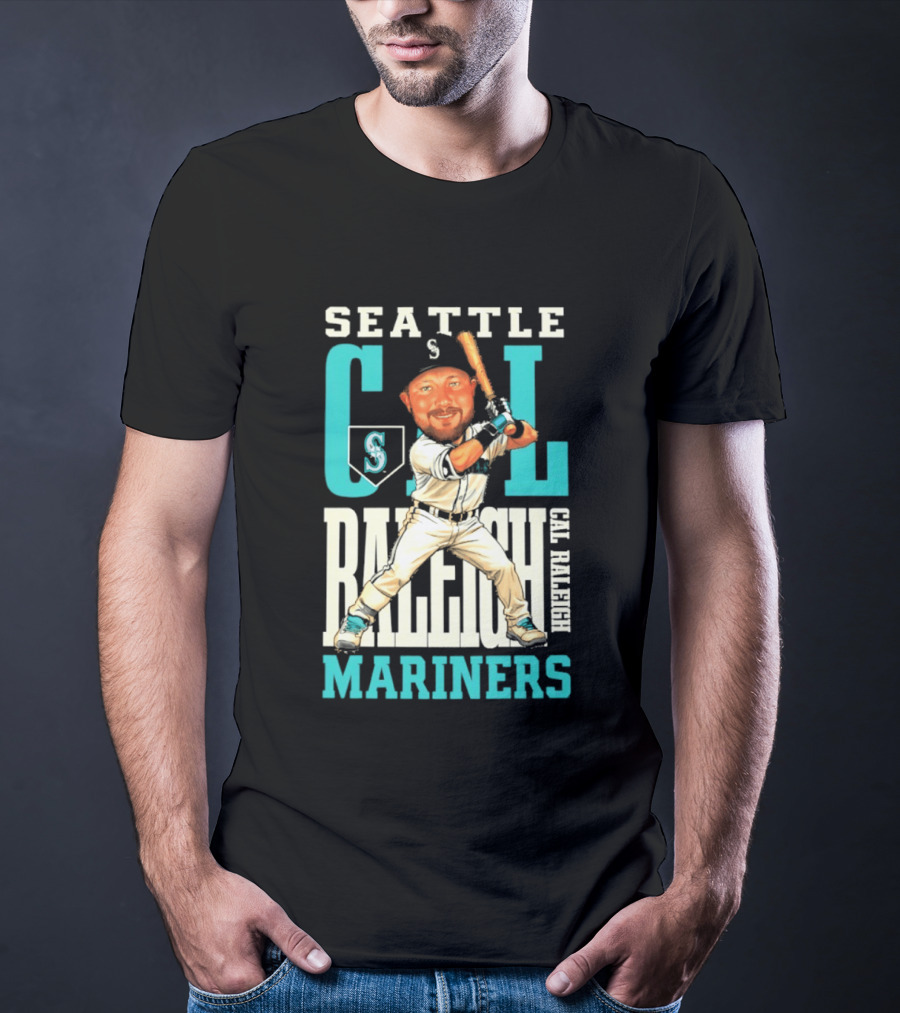 Seattle Mariners Cal Raleigh Baseball Caricature Mariners T-Shirt