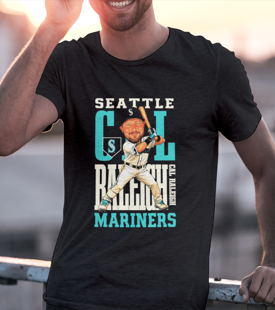 Seattle Mariners Cal Raleigh Baseball Caricature Mariners T-Shirt