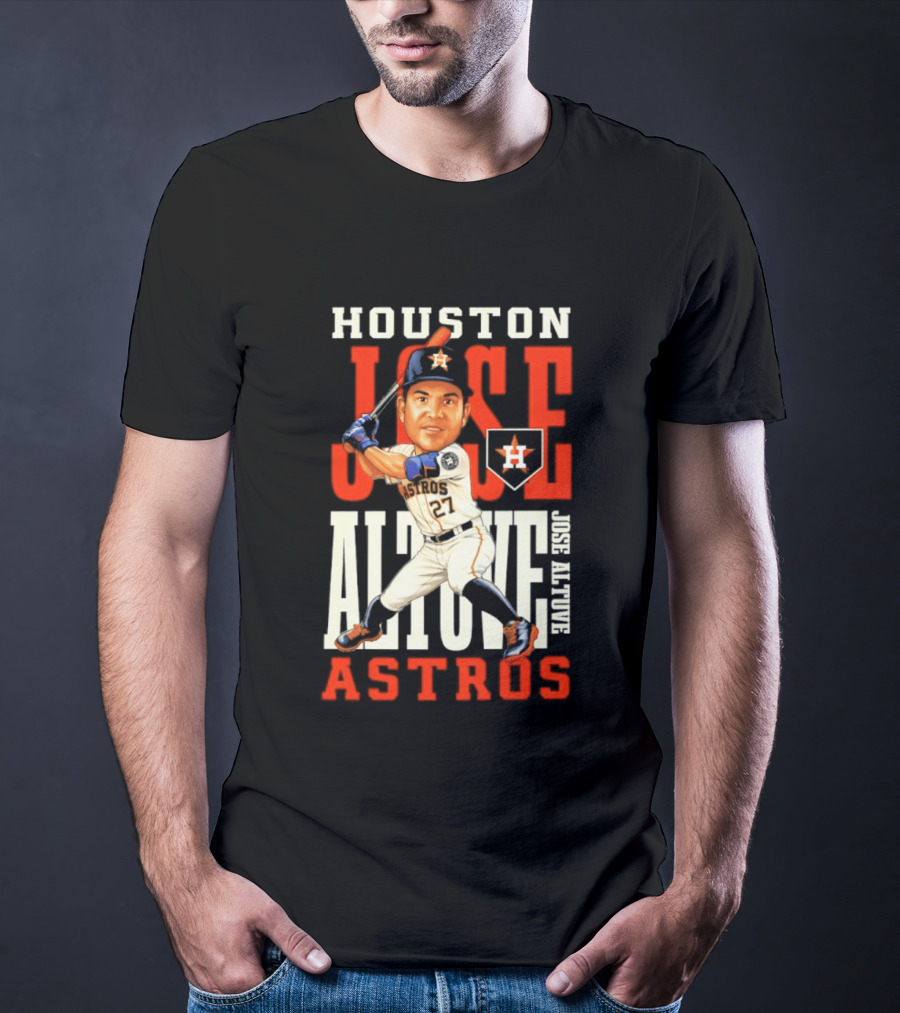 Houston Astros Jose Altuve Baseball Caricature T-Shirt
