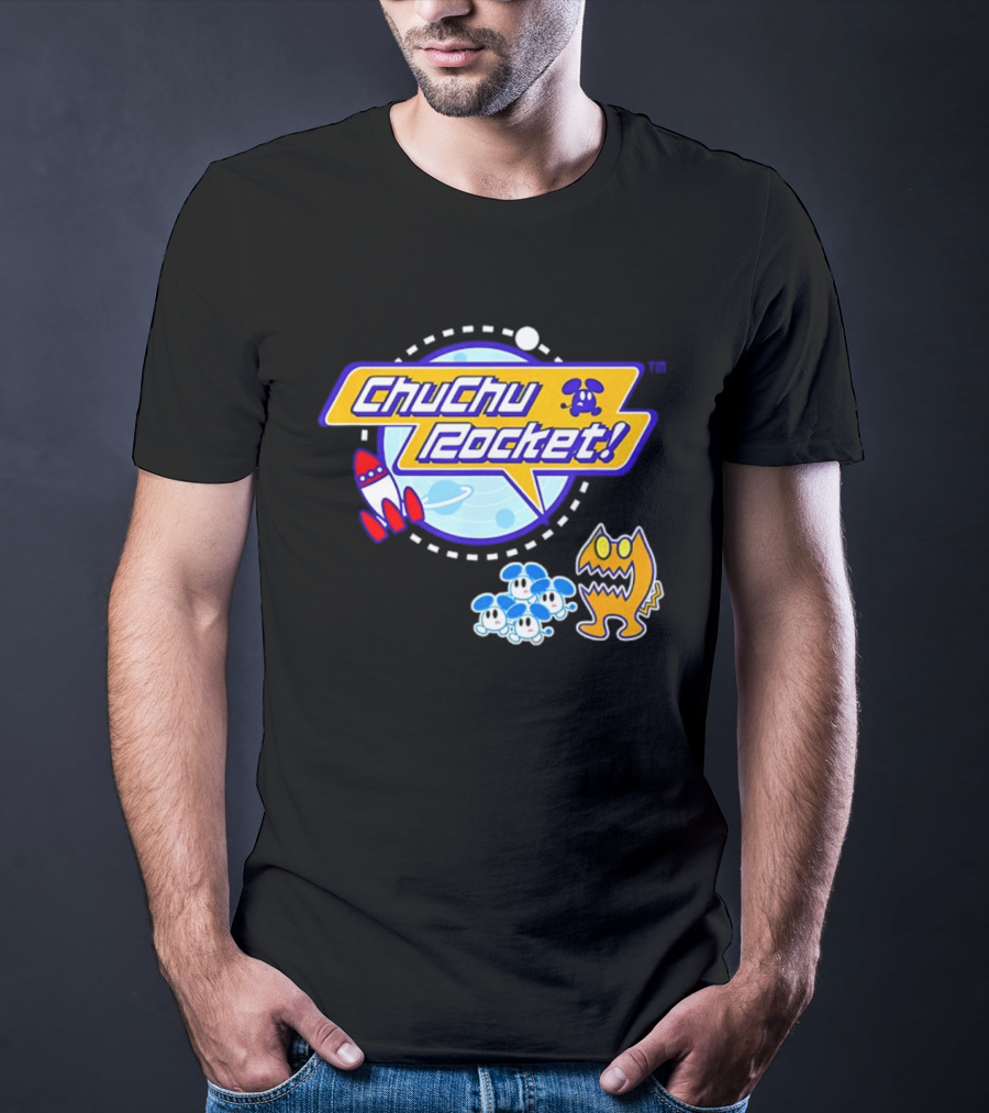 ChuChu Rocket Iconic Game Logo With Spaceship And Characters T-Shirt