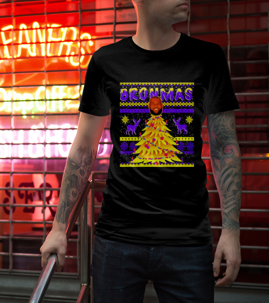 LeBron James Bronmas Christmas Tree Philadelphia 76ers Festive Reindeer T-Shirt