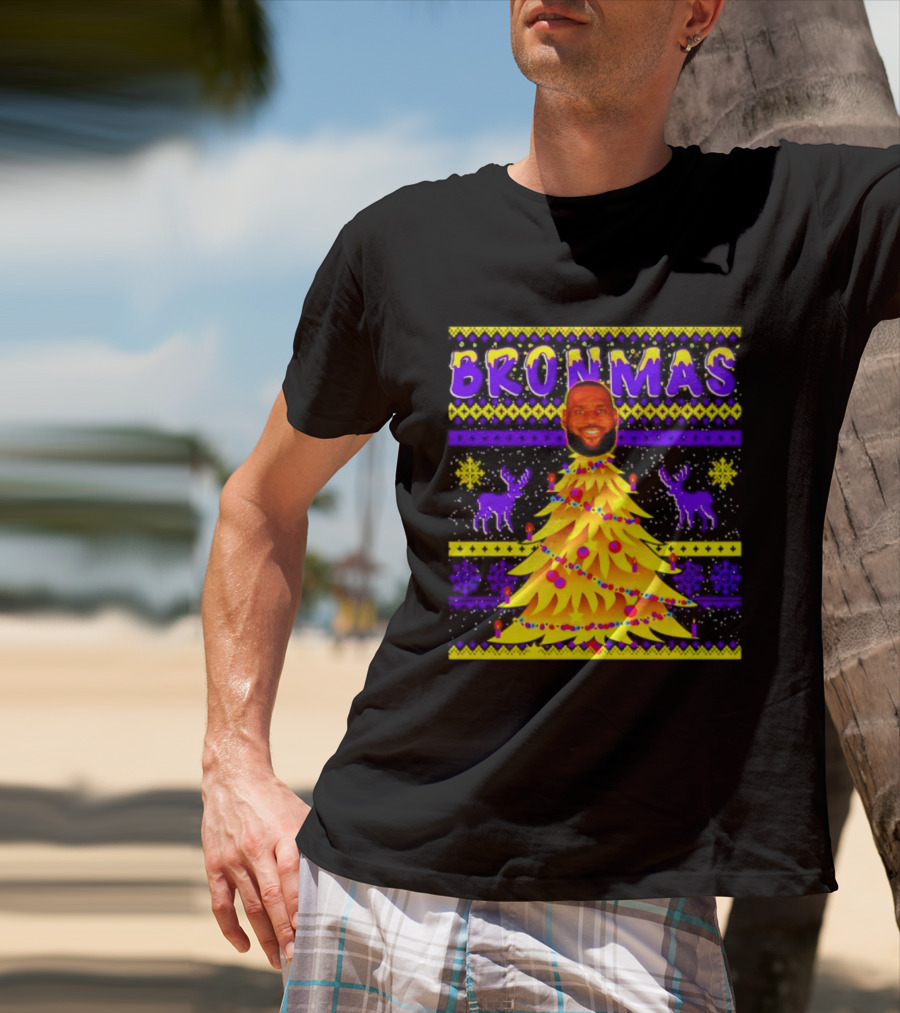 LeBron James Bronmas Christmas Tree Philadelphia 76ers Festive Reindeer T-Shirt
