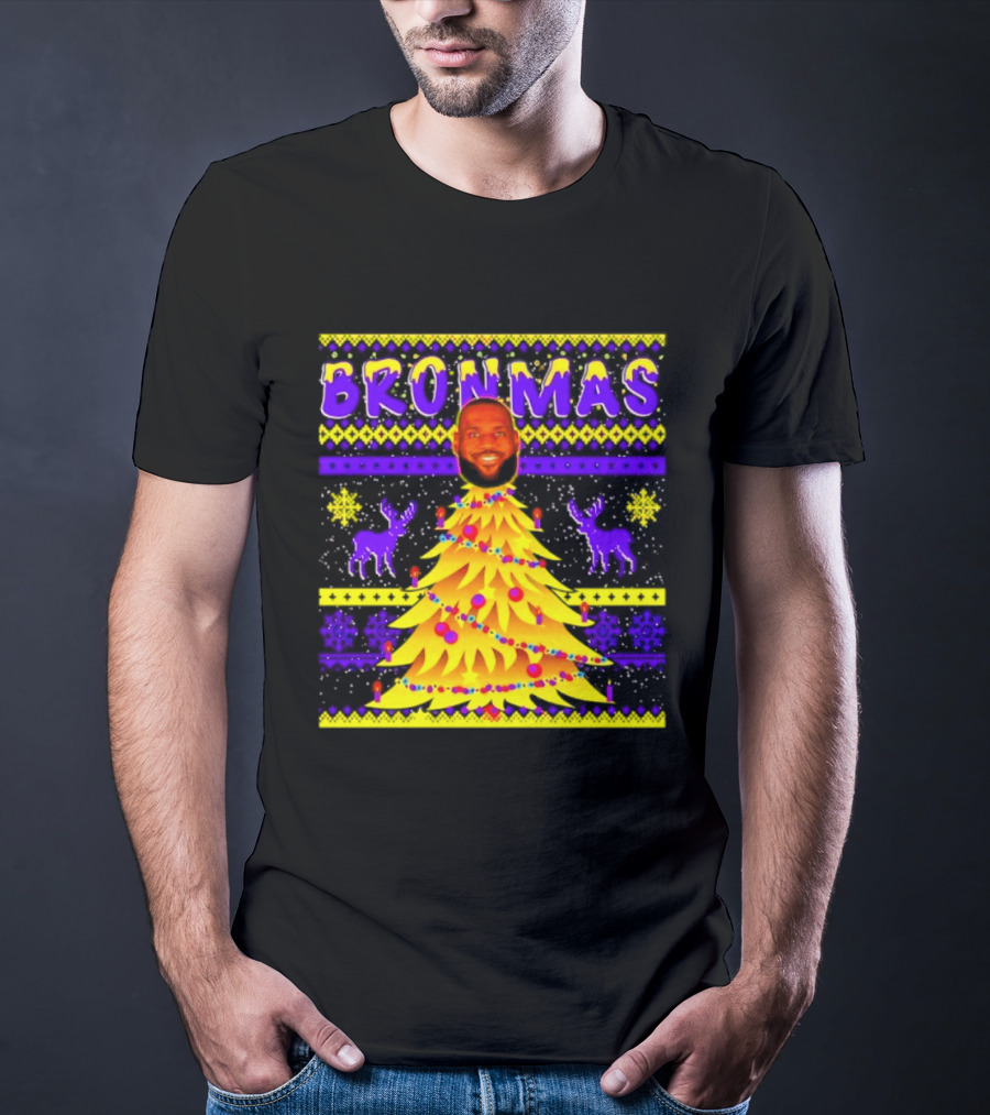 LeBron James Bronmas Christmas Tree Philadelphia 76ers Festive Reindeer T-Shirt