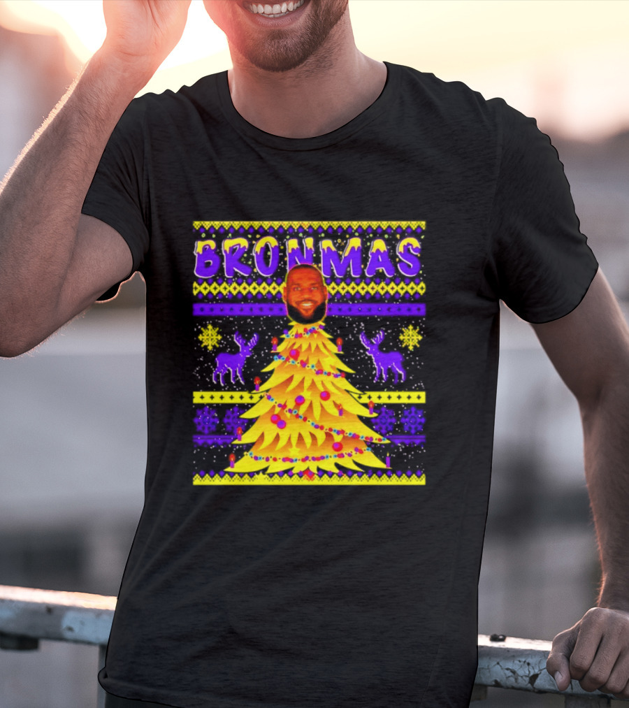 LeBron James Bronmas Christmas Tree Philadelphia 76ers Festive Reindeer T-Shirt