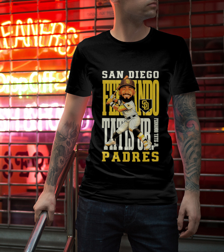 San Diego Padres Fernando Tatis Jr. Baseball Caricature SD Padres T-Shirt