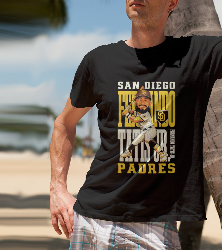 San Diego Padres Fernando Tatis Jr. Baseball Caricature SD Padres T-Shirt