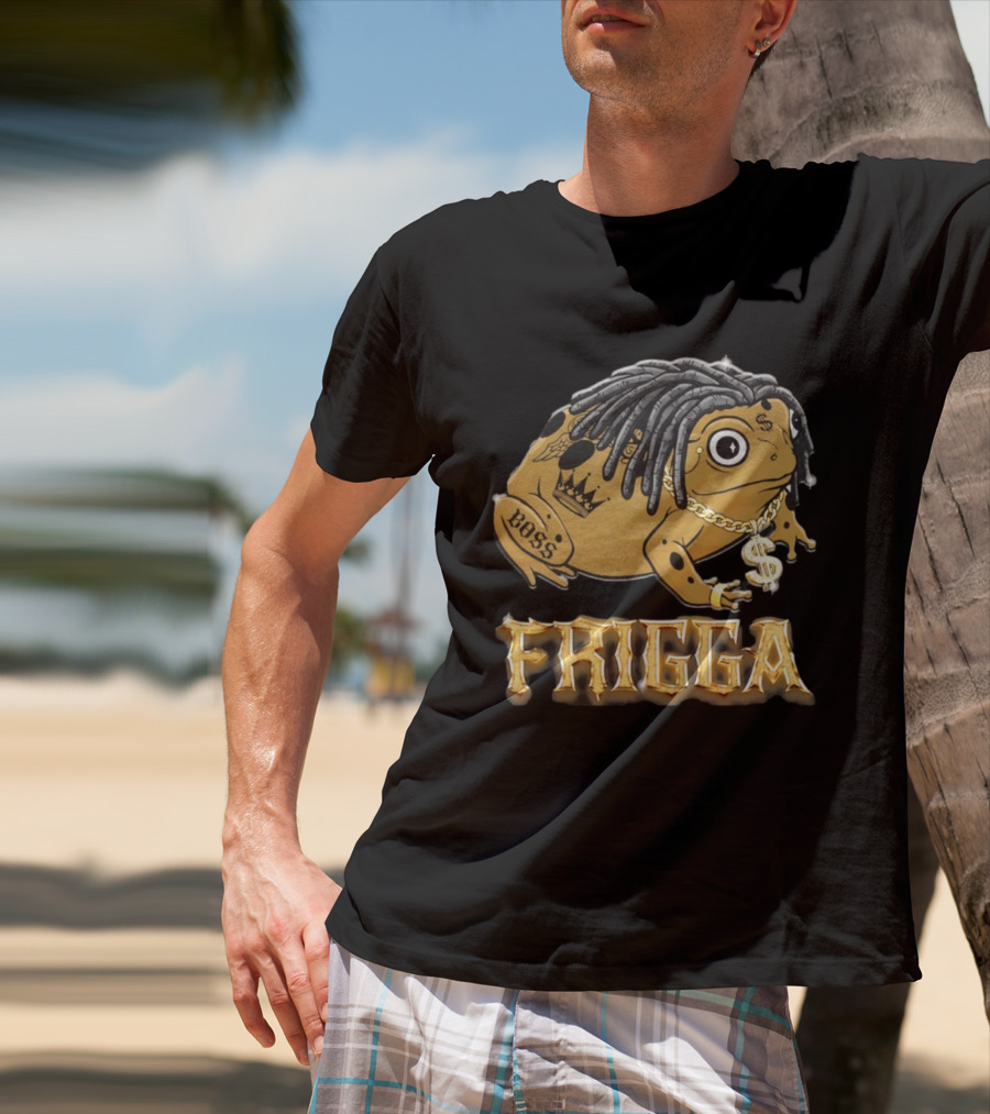 Frigga Boss Frog Crown Tattoos Dollar Chain T-Shirt