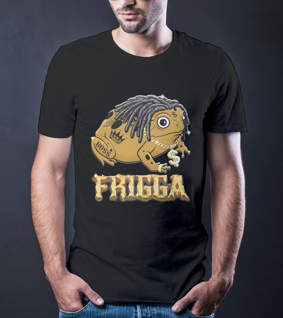 Frigga Boss Frog Crown Tattoos Dollar Chain T-Shirt