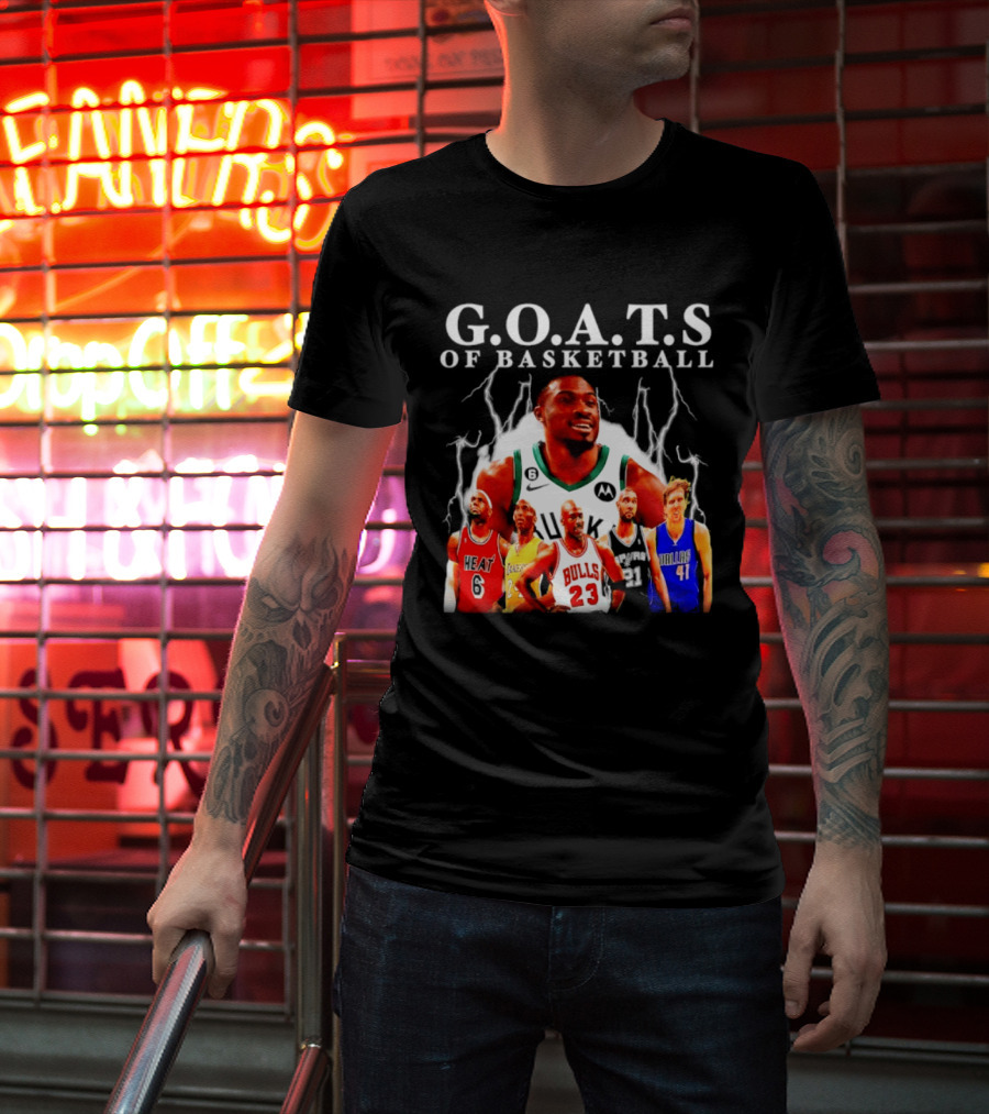 G.O.A.T.S Of Basketball Giannis Antetokounmpo LeBron James Kobe Bryant Michael Jordan Tim Duncan Dirk Nowitzki T-Shirt