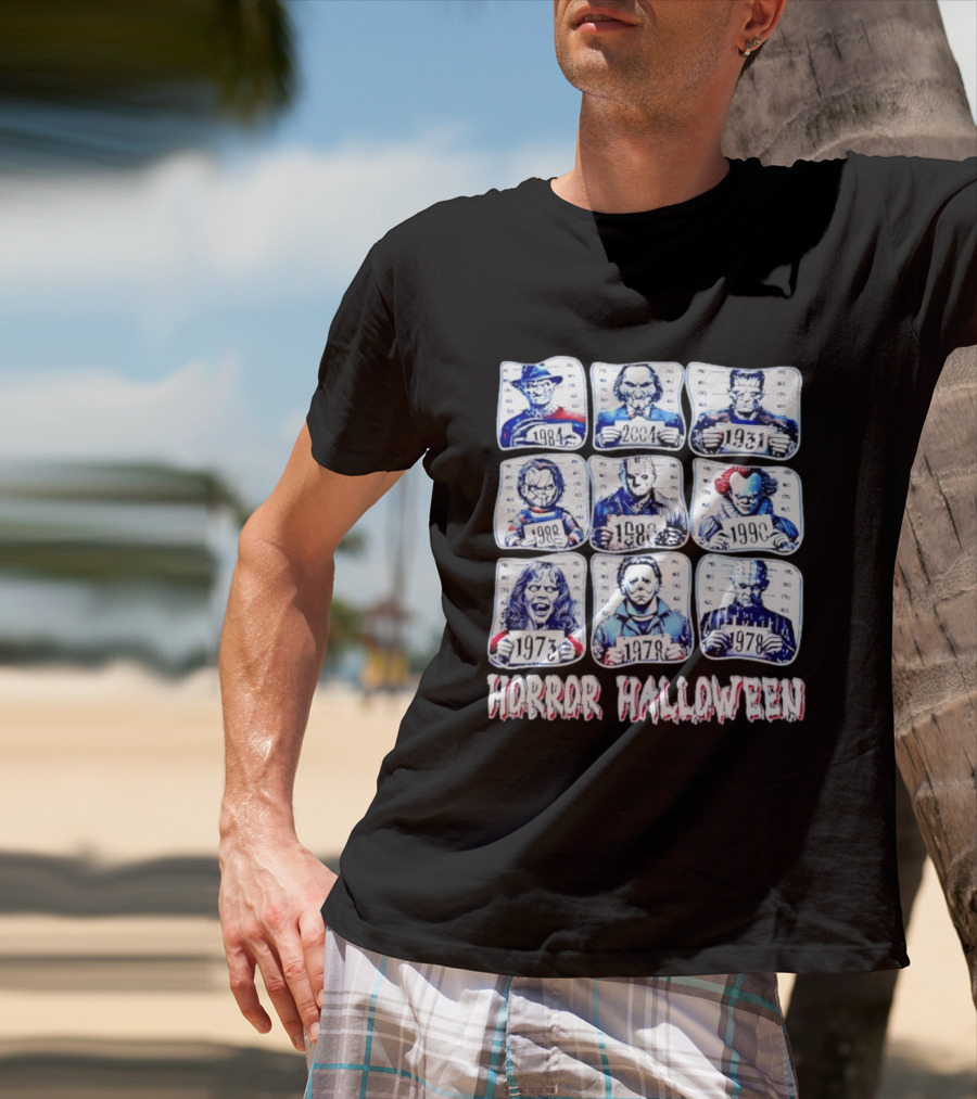 Horror Halloween Shot Characters 1973 1978 1980 1984 1988 1990 2004 Iconic Slashers T-Shirt