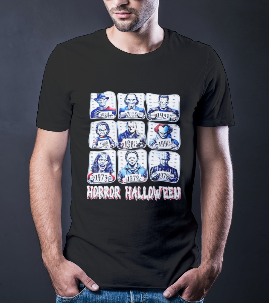 Horror Halloween Shot Characters 1973 1978 1980 1984 1988 1990 2004 Iconic Slashers T-Shirt