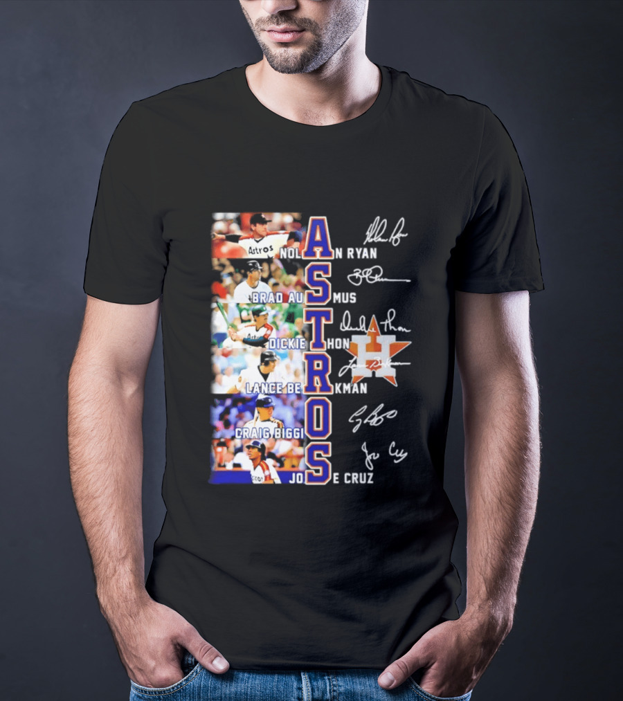 Nolan Ryan Brad Ausmus Dickie Thon Lance Berkman Craig Biggio Jose Cruz Houston Astros Baseball Legends T-Shirt