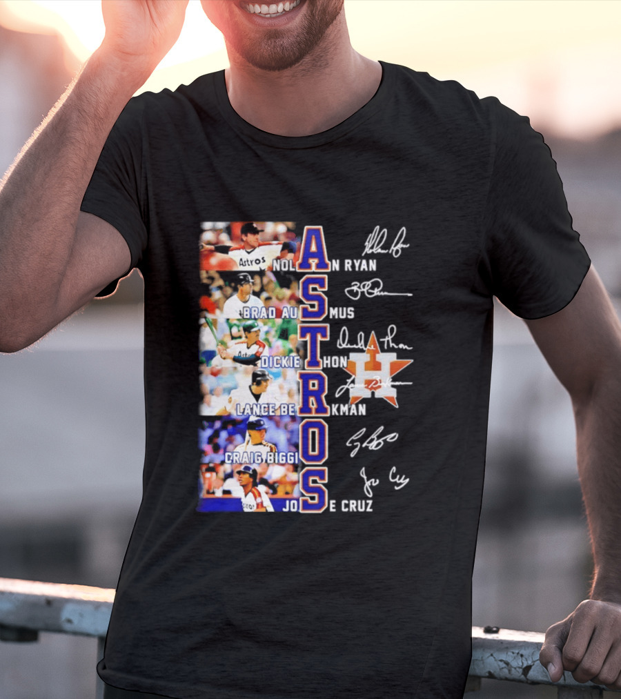 Nolan Ryan Brad Ausmus Dickie Thon Lance Berkman Craig Biggio Jose Cruz Houston Astros Baseball Legends T-Shirt