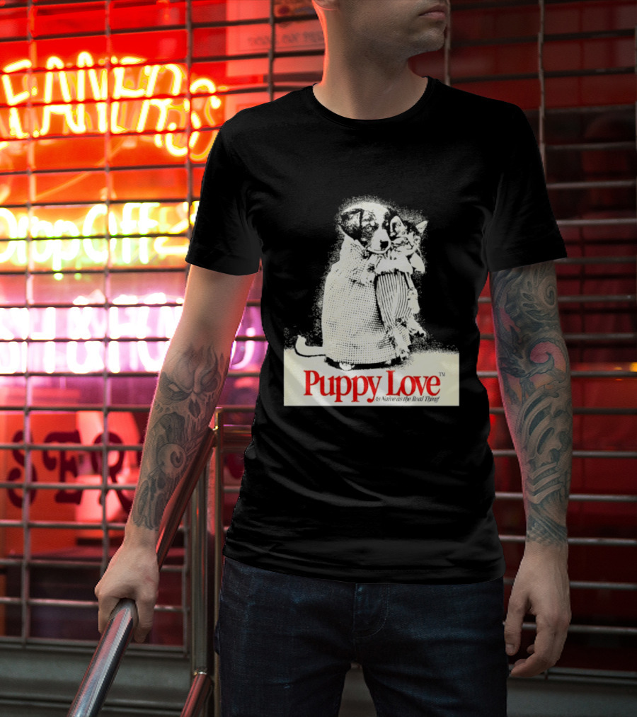 Puppy Love Naive Romance In Print T-Shirt