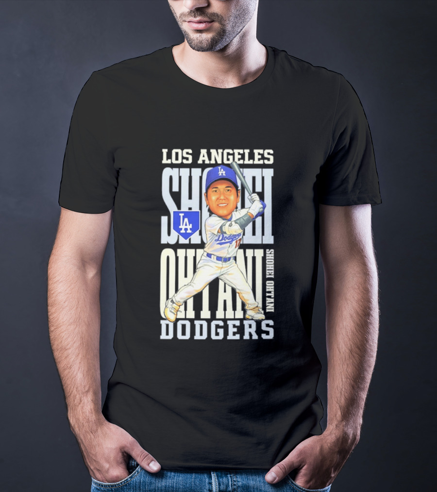 Los Angeles Dodgers Shohei Ohtani Caricature Dodgers Baseball T-Shirt