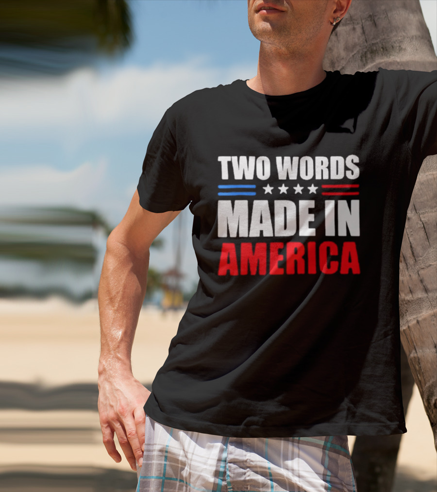 Two Words Made In America Patriotic USA Stars And Stripes T-Shirt